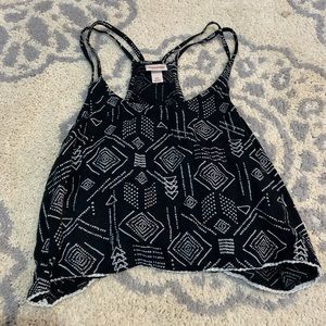 Black and white Aztec print cropped tank